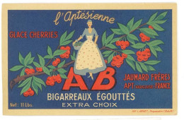 Etiquette " L'Aptésienne ", Glaces Cherries, Jaumard Frères, Apt ( Vaucluse, France ), Imp. Druet Roquevaire - Publicités