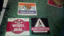 Lot X 3 étiquettes De Bière D'Alsace Wendel Brau Adelshofffen Brasserie Schiltigheim Et Classique Coparouest - Bier