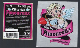 étiquette Bière France:biere Des Amoureux Au Gingembre  5% 50cl Brasserie De St Louis 68 Avec Sa Contre étiquette - Bière