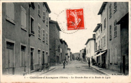 Châtillon-d'Azergues Canton Le Bois-d'Oingt Grande-Rue Et La Route De Lyon Rhône N°1 Cpa Voyagée En 1908 En TB.Etat - Altri & Non Classificati