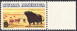 !a! USA Sc# 1504 MNH SINGLE W/ Right Margin (a2) - Angus And Longhorn Cattle - Ungebraucht