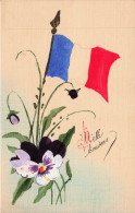 FETES _S29203_ Carte Peinte à La Main - Mille Baisers - Drapeau Fleur - Autres & Non Classés