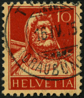 SCHWEIZ BUNDESPOST 118I O, 1914, 10 C. Rot Auf Mattorange, Type I, Pracht, Mi. 36.- - Oblitérés