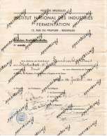 BRASSERIE - Validation De Fin De 1re Année De L'INSTITUT NATIONAL DES INDUSTRIES De FERMENTATION De BRUXELLES En 1931- - Diplômes & Bulletins Scolaires