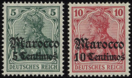 DP IN MAROKKO 35/6 **, 1906, 5 C. Auf 5 Pf. Und 10 C. Auf 10 Pf., Mit Wz., Postfrisch, 2 Prachtwerte, Mi. 36.- - Deutsche Post In Marokko