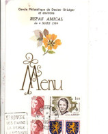 MENU DU REPAS AMICAL DU CERCLE PHILATELIQUE DE DECIZE SAINT LEGER NIEVRE 1984 - Lettres & Documents