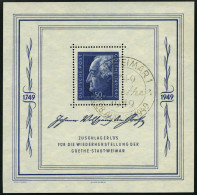 ALLGEMEINE-AUSGABEN Bl. 6 O, 1949, Block Goethe, Sonderstempel WEIMAR, Pracht, Mi. 300.- - Sonstige & Ohne Zuordnung