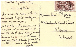 1936  C P   T P " LA MARSEILLAISE   40c " Envoyée à LISIEUX - Storia Postale
