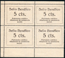 Lugo - Guerra Civil - Em. Local Nacional - Ribadeo - Allepuz ** 1 Bl. 4 - "5 Cts. Sello Benéfico" - Emissions Nationalistes