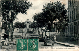 Sathonay Place De La Mairie Et La Poste Post Rhône 69580 Cpa Voyagée En B.Etat - Altri & Non Classificati