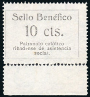 Lugo - Guerra Civil - Em. Local Nacional - Ribadeo - Allepuz ** 2 - "10 Cts. Sello Benéfico" - Emisiones Nacionalistas