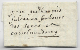 HAUTE GARONNE LETTRE DE TOULOUSE 1696 POUR CASTELNAUDARY - ....-1700: Precursors