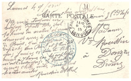 1915  CAD De La GARE DES LAUMES Avec Cachet Bleu " SERVICE DES CHEMINS DE FER "  Envoyée à DONZERE - Briefe U. Dokumente