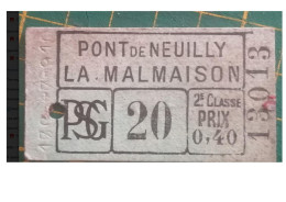 Ticket Du Tramway Du Paris Saint-Germain 1878/1935 - Other & Unclassified