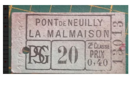 Ticket Du Tramway Du Paris Saint-Germain 1878/1935 - Andere & Zonder Classificatie