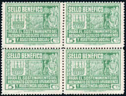 Lugo - Guerra Civil - Em. Local Nacional - Vivero - Allepuz * 1 Bl. 4 - "5 Cts. Sello Benéfico" - Nationalistische Uitgaves