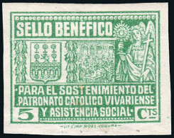 Lugo - Guerra Civil - Em. Local Nacional - Vivero - Allepuz * 1 S/dentar - "5 Cts. Sello Benéfico" - Emissioni Nazionaliste