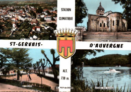 CPSM - SAINT GERVAIS D'AUVERGNE - Multivues / Blason Héraldique R.Louis .... Edition Combier - Saint Gervais D'Auvergne