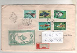 5 Timbres  " Poissons " Sur Lettre Recommandée Express , Registered Cover , Mail Du 09/5/62 - Briefe U. Dokumente