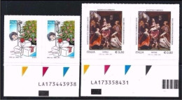 ● ITALIA 2014 ֍ NATALE Laico E Religioso  Serie Completa Di 2 Valori ● COPPIA Con CODICE ALFANUMERICO = Più RARO ️● - Barcodes