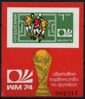 BULGARIEN Bl. 47B **, 1974, Block Fußball-Weltmeisterschaft, Ungezähnt, Pracht, Mi. 60.- - Autres & Non Classés