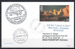 2002 New York - Frankfurt   Lufthansa First Flight, Erstflug, Premier Vol ( 1 Card ) - Autres (Air)