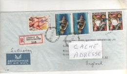 5 Timbres  " Poisson , Anatomie , Fleur : Coton ? " Sur Lettre Recommandée , Registered Cover , Mail Du 28/04/82 - Covers & Documents