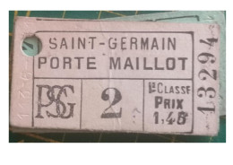 Ticket Du Tramway Du Paris Saint-Germain 1878/1935 - Altri & Non Classificati