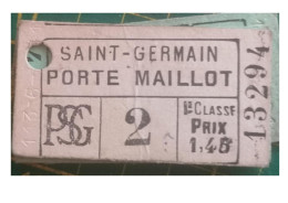 Ticket Du Tramway Du Paris Saint-Germain 1878/1935 - Other & Unclassified