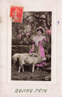 FETE _S29210_ Bonne Fête - Femme Avec 2 Moutons - AS 830 - Andere & Zonder Classificatie