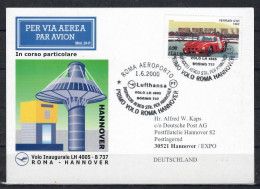 2000 Rome - Hannover   Lufthansa First Flight, Erstflug, Premier Vol ( 1 Card ) - Sonstige (Luft)