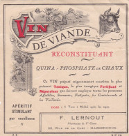 PUBLICITE ,,, VIN DE VIANDE   , RECONSTITUANT  F  LERNOUT  HAZEBROUCK - Publicités