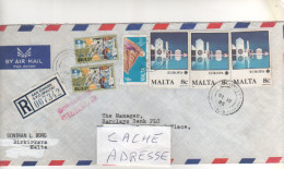 6 Timbres  " EUROPA ; JO 1988 : Plongeon ; Sculpture " Sur Lettre Recommandée , Registered Cover , Mail Du 17/10/80 - Malte