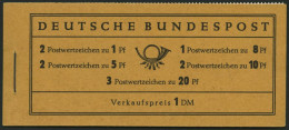 MARKENHEFTCHEN MH 4Xv **, 1958, Markenheftchen Heuss/Ziffer, Deckel Dkl`chromgelb, Pracht, Mi. 100.- - Other & Unclassified