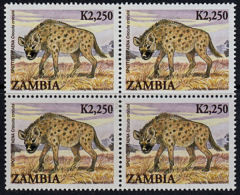 C0481 ZAMBIA 2007, SG 1036 Spotted Hyaena, MNH Block Of 4 - Zambia (1965-...)