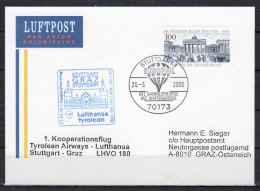 2000 Stuttgart - Graz    Lufthansa First Flight, Erstflug, Premier Vol ( 1 Card ) - Otros (Aire)