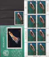 Delphin Meereswelt 1970 Sealand 34,KB+Block 2 O 19€ Regional-Marken UK Tintenfisch Fauna Privat S/s Bloc Sheetlet Bf WWF - Collections, Lots & Series