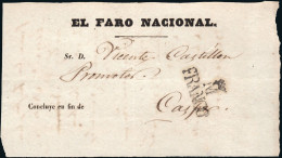 Madrid - Prefilatelia - PE 26 - Frente De Publicación "El Faro Nacional" A Caspe - ...-1850 Vorphilatelie