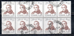 ITALIA REPUBBLICA ITALY REPUBLIC 1973 CENTENARIO MORTE DI ALESSANDRO MANZONI DEATH BLOCCO BLOCK LIRE 25 USATO USED - 1971-80: Usati