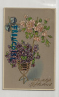Hartelijk Gefeliciteerd. Pensées Et Roses. Dorée. 1910 - Andere & Zonder Classificatie
