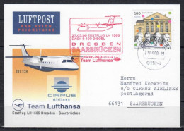 2000 Dresden - Saarbrucken Lufthansa First Flight, Erstflug, Premier Vol ( 1 Card ) - Autres (Air)