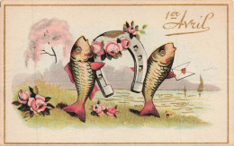1ER AVRIL _S29216_ Poissons Tenant Un Fer à Cheval - Fleurs Enveloppe - 1° Aprile (pesce Di Aprile)