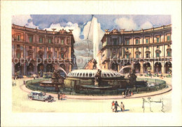 72403516 Roma Rom Piazza Esedra Fontana Platz Brunnen Kuenstlerkarte Roma Rom - Autres & Non Classés