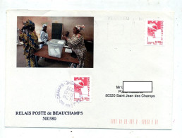 Lettre Flamme Villedieu  Poste Relais Beauchamps Poste Restante Saint Jean Illustré Bureau Vote - Mechanical Postmarks (Advertisement)