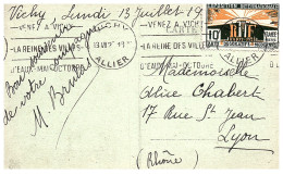 1919  CAD De VICHY Sur T P  " ARTS DECORATIFS  10c "  Envoyée à LYON - Storia Postale