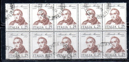 ITALIA REPUBBLICA ITALY REPUBLIC 1973 CENTENARIO MORTE DI ALESSANDRO MANZONI DEATH BLOCCO BLOCK LIRE 25 USATO USED - 1971-80: Afgestempeld