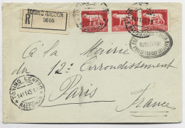 ITALIA 5 LX3 LETTRE LETTERA COVER REC TORINO RACCOM 14.1.1945 TO FRANCE CENSURA - Marcophilia