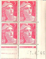 FRANCE : GANDON N° 716 BLOC DE 4 COIN DATE 1/4/46 NEUF ** - Unused Stamps