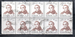 ITALIA REPUBBLICA ITALY REPUBLIC 1973 CENTENARIO MORTE DI ALESSANDRO MANZONI DEATH BLOCCO BLOCK LIRE 25 USATO USED - 1971-80: Afgestempeld