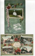 LOT 2 CPA EcriteS En 1915 * Doux Souvenir D' OYONNAX Refuge Le Perret & Souvenir D'OYONNAX Multivues - Oyonnax